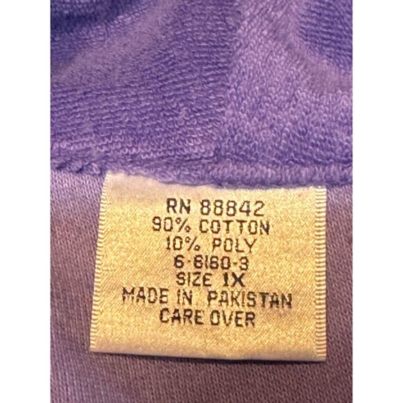 Vintage Lavender Robe With Lace Trim & Belt Cotton Blend Womens 1X - Picture 5 of 6